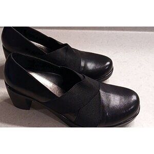 Women's 7.5 8 sz 38 Dansko Tori Nappa Black Leather Shoes Clogs Heels Pump Dress